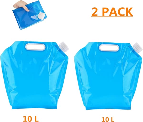 Vattendunkar (2 st) hopfällbara 5+10 liter med kran (2-PACK) 10L Blå