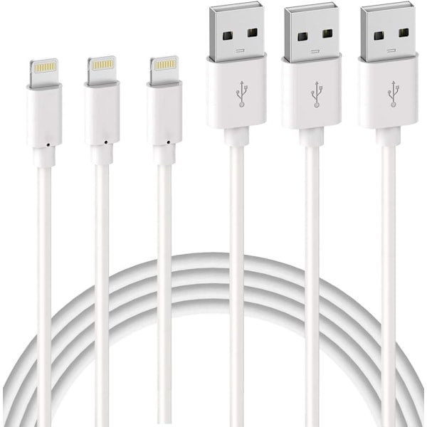 3-pakning 2m iPhone Ladekabel, USB til Lightning Kabel, iPhone Kabel Kompatibel med iPhone white_QF