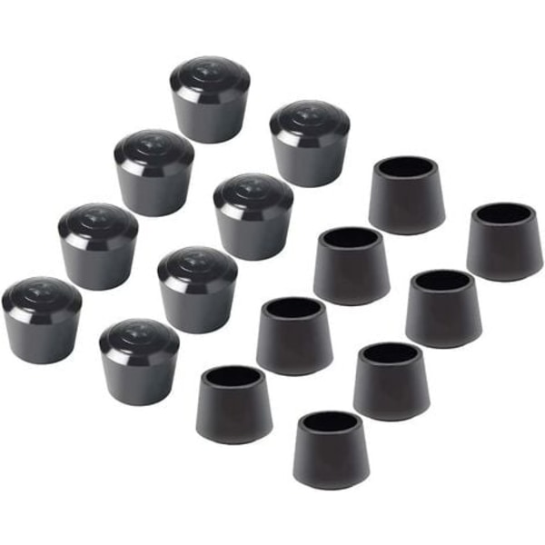 QQU-16 Tuolinjalan Suojukset, Tuolinjalan Kumisuojukset, Sisähalkaisija - 7/8 tuumaa / 22 mm, Musta