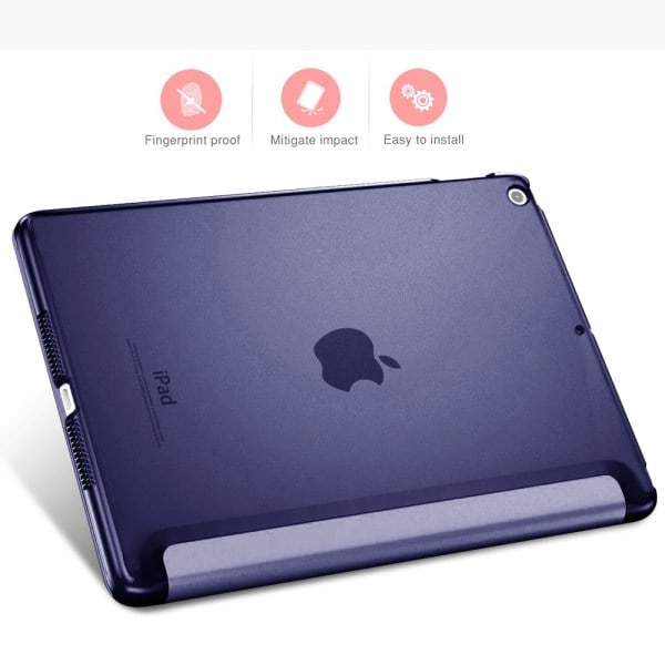[QD] Ultratunt smart fodral med gummerad flexibel TPU-baksida, automatisk viloläge/väckning och visnings-/skrivstativ för iPad Mini 5 - Helt blå