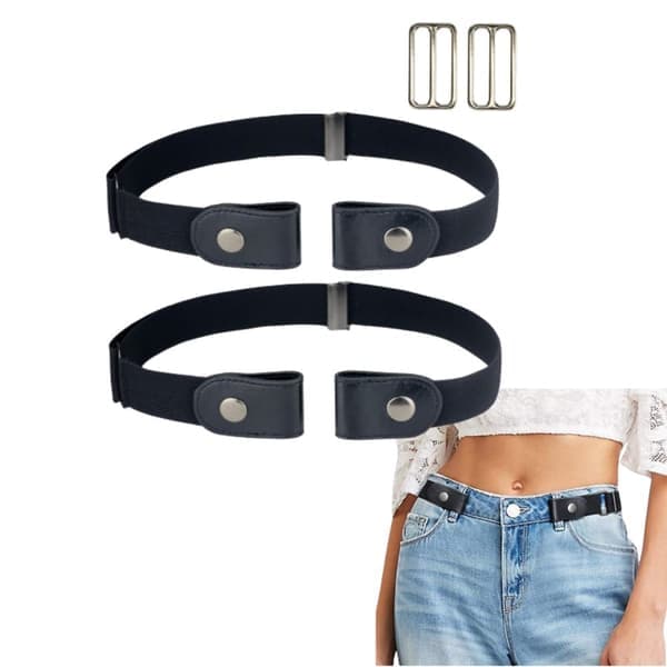 Elastisk belte uten spenne (one size) Svart Svart L 2-pakning