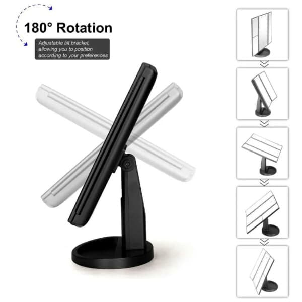 LED Sminkspegel med Belysning – Tri Fold Sminkspegel Vit_qq