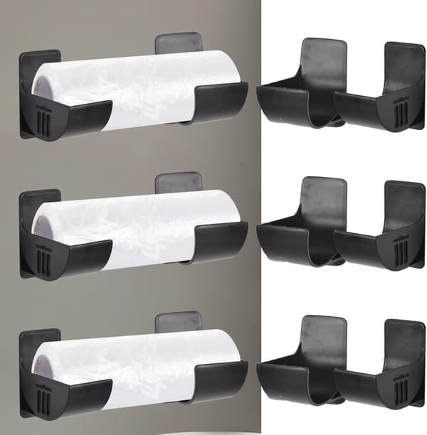 3 par opbevaringsstativer 7x6,5 cm sorte, justerbar længde, til affaldsposer/plastfolie/bagepapir