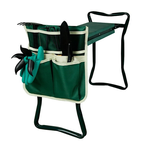 Haveknæværktøjstaske Bærbar Tote Bag Organizer til Knæstol Havestol Hængende Tasker Grøn og Beige_nzywt