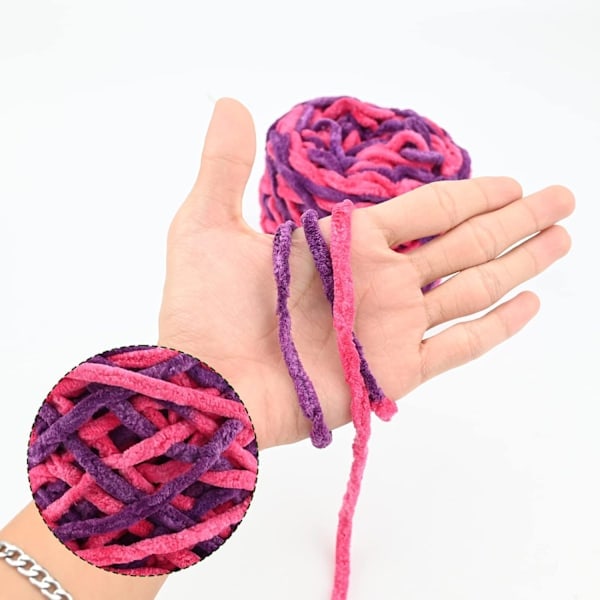 \"QD\" Broderigarn 4 x 100g Flerfarvet Broderigarn til Hækling, Blødt Tykt Garn, Gradient
