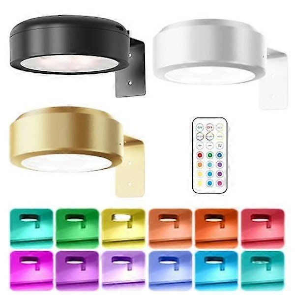 Billedlampe med fjernbetjening 100 Lumen Høj Lysstyrke Trinløs Dæmpning 3 Lystilstande Batteridrevet Ingen Boring Væglampe til Kunst_FO black 6pcs