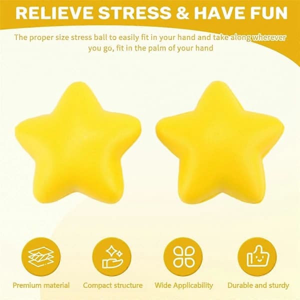 30 stk. Stressbolde Stjerne Bulk Stress Relief Bolde Mini Skum Stressbold
