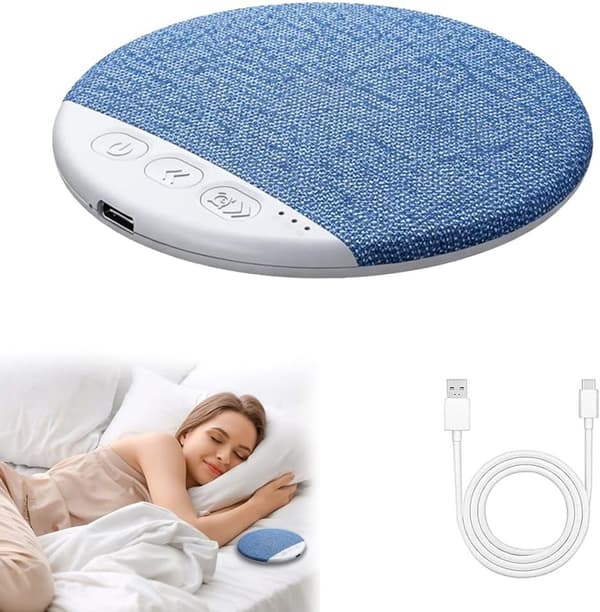 Bluetooth puthøyttaler med hvit støy, sovetimer og ikke-i-øre-lyd for avslappende netter, blå