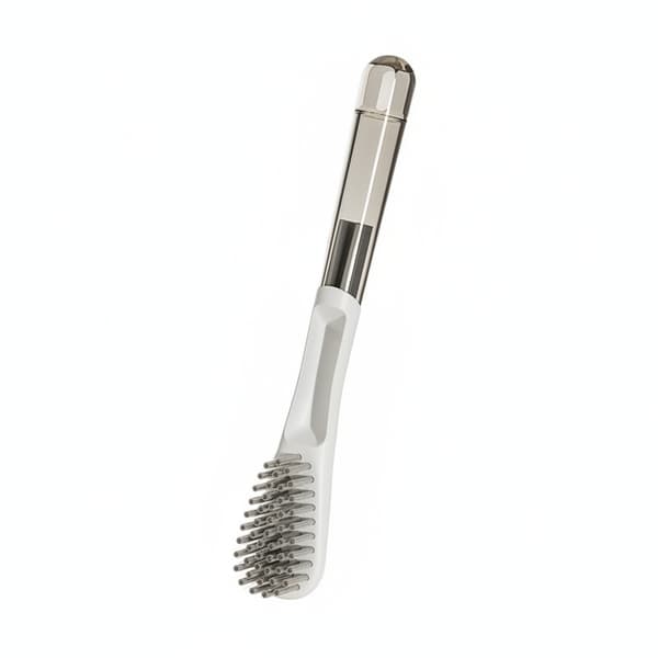 Antibakteriel langskaftet børste, bløde børster ridsefri multifunktionsbørste til sko og tøj, lys luksusgrå