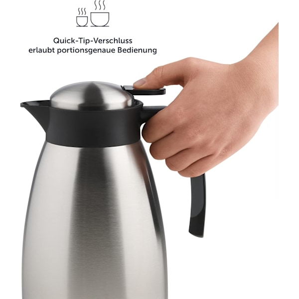 Blumtal Termoskanna i rostfritt stål 1 liter, dubbelväggig isolering, kall och varm kanna, ogenomskinlig yta, röd