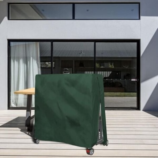 QQU-Ulkokäyttöön tarkoitettu veden- ja pölynkestävä pingispöydän suojus, pingispöydän peite 165x70x185cm vihreä-