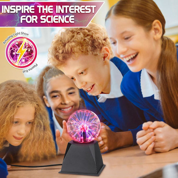 [QD] Plasma Ball 4 tommer, berørings- og lydsensitiv plasmalampe, vitenskapelige sett for barn, flott pedagogisk lekegave til gutter, magisk nattlys