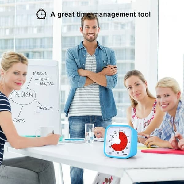 Vækkeur/timer/tidsstyring, egnet til studier, madlavning, manuel visuel timer (blå)