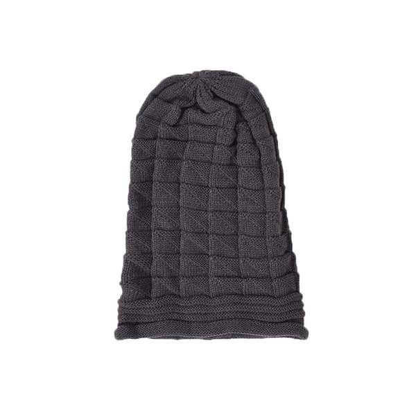 Vinterhat, strikket varm elastisk vinterhat til kvinder, stribet skihue, moderigtig skull hat, mørkegrå