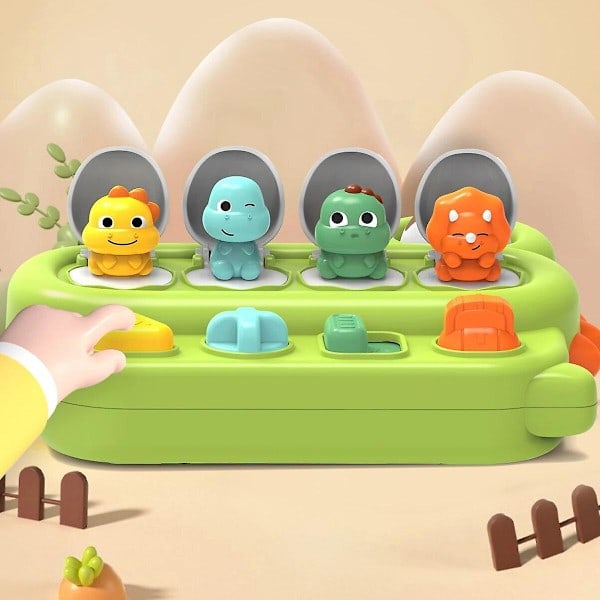 Baby Pop Up Leke Interaktiv Pop-up Dinosaur Tidlig Utdanning Knapppuslespill Montesorri Finmotorisk Ferdighetstrening Leker
