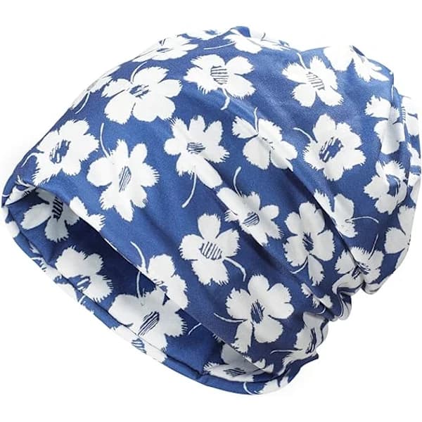 Dam Sommar Tunn Mössa Hatt Blommig Lätt Slouchy Mössa, Blå