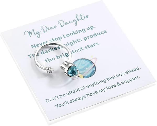 Til Min Datter Fidget Ring mod Angst, Fidget Ringe mod Angst til Kvinder, Justerbar Stabelbar Angstlindrende Regnbue Fidget Ring Smykker Gaver
