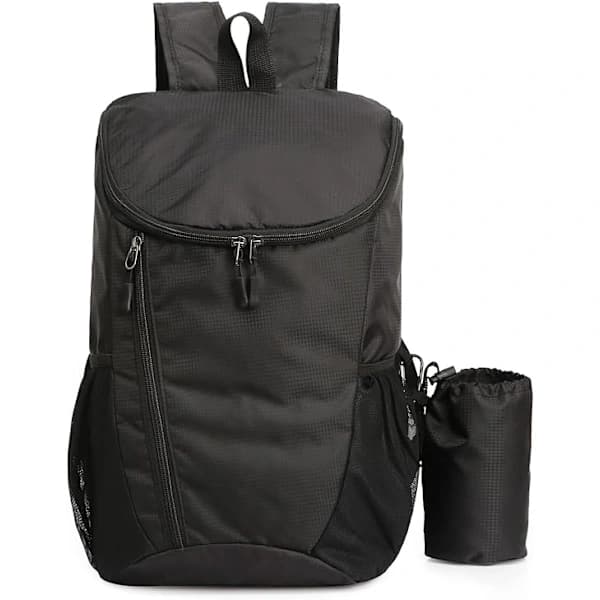 Foldable Backpack, Waterproof Rucksack for Outdoor Sports, Black