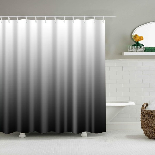 Duschdraperi, grått lättviktsduschdraperi, duschdraperi i plast, 183x183 cm PEVA duschfoder med 12