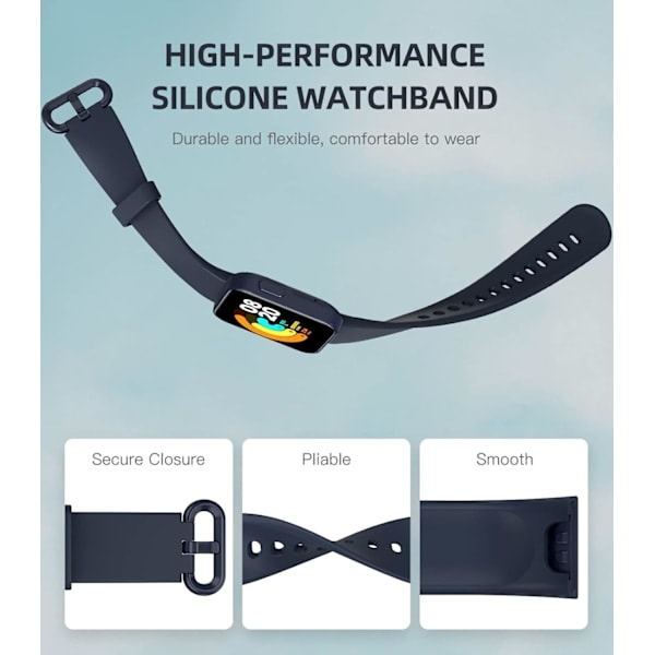 QD-2-pakning armbånd for Xiaomi Mi Watch Lite/Redmi Watch, mykt silikon erstatningsarmbånd sportsarmbånd - svart/blått