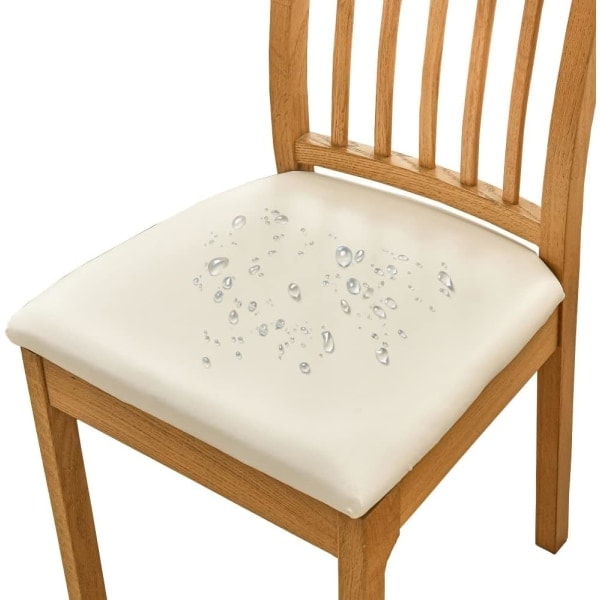 QD-st PU-nahkainen ruokatuolin päällinen, vedenpitävät tuolinpäälliset tuoleille, beige beige Beige