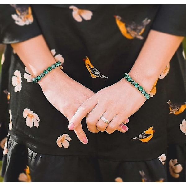 \"QD\" Malakit Armbåndssæt, Håndlavede Stenperler Stretch Armbånd Kompatibelt Kvinder Mænd Yoga Armbånd Sten Krystalperler Armbånd