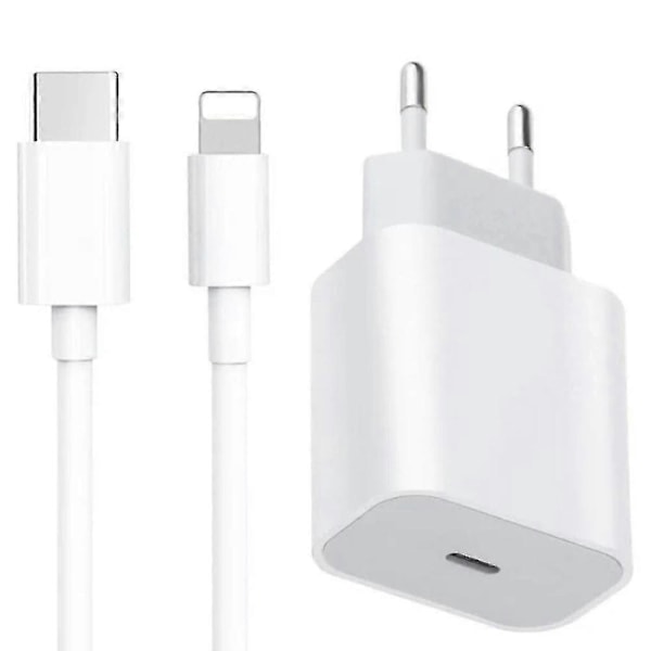 For iPhone 20W Lader Apple 11/12/13 USB-C til Lightning Strømadapter 1m Datakabel EU-kontakt