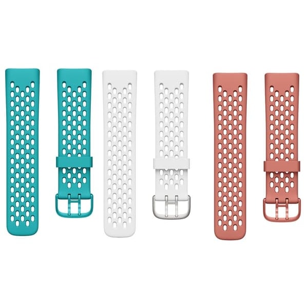 Fitbit Charge 5 armband sport silikon 3-pack Turkos/Korall/Vit_qq