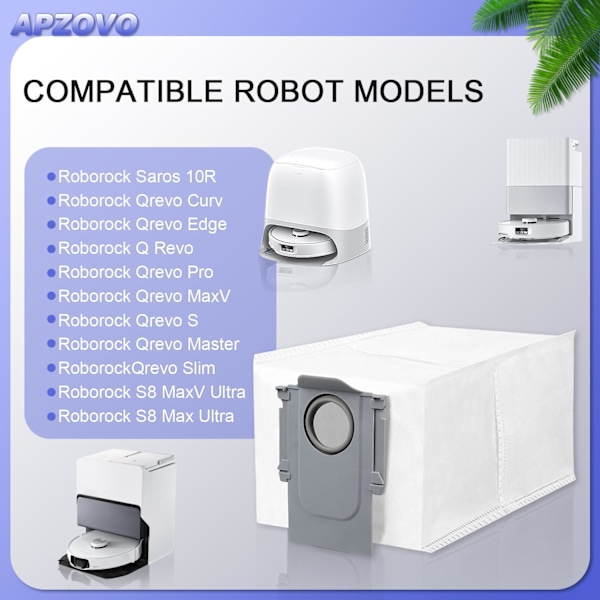 QU*10 støvsugerposer for Roborock S8 MaxV Ultra støvsuger