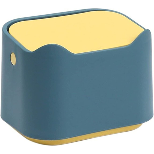 QU) Small Tabletop Trash Can, Portable Mini Desktop Waste Bin, Press T