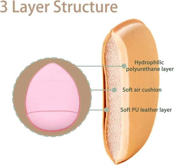 12 stk. Mini Finger-makeupsvampe Bløde Genanvendelige Pudderpuffer til Foundation Concealer Øjenkrogsmakeup, Lyserøde Dråbeformede Puffer