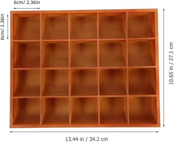Træskuffe-organizer med 20 rum til sokker, undertøj, smykker og småting, 34,4 x 27,4 cm til kommode, soveværelse og kontor