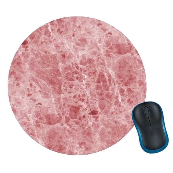 Blød Rund Musemåtte med Tryk Rosa Marmor 20cm