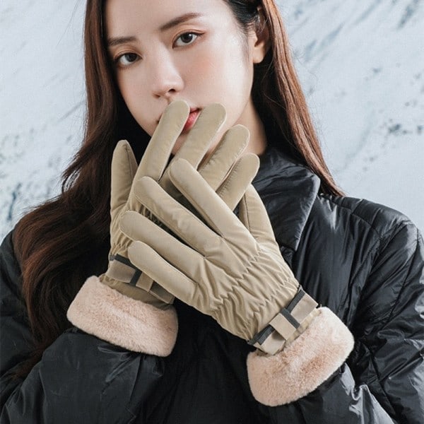 Varma vinterhandskar med touch Kaki S˜QD