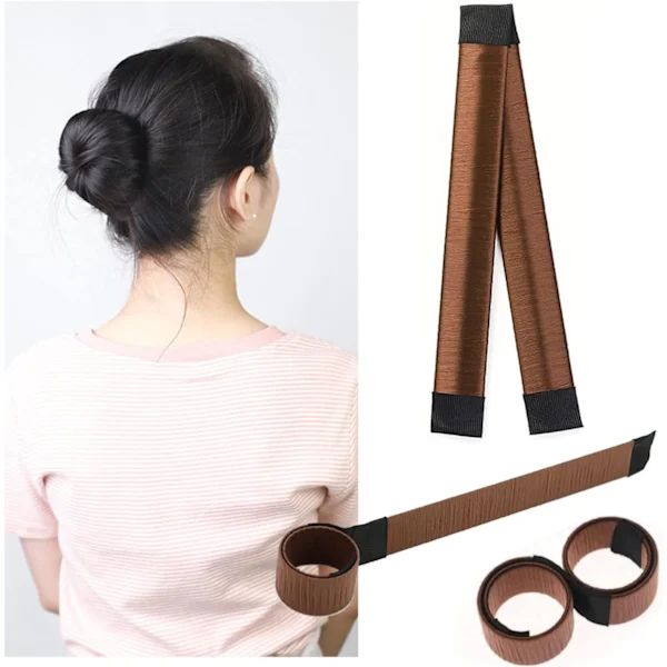 (Brun) 2 stk. Magic Bun Maker, Hårstylingtilbehør, Donut Bun Maker, Mode Hårstylingdisk, Hårstylingværktøj H