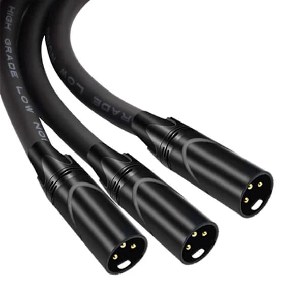3-Pin XLR Han til Dobbelt 2 Han Stik Y Splitter Adapter Lydkabel Sort