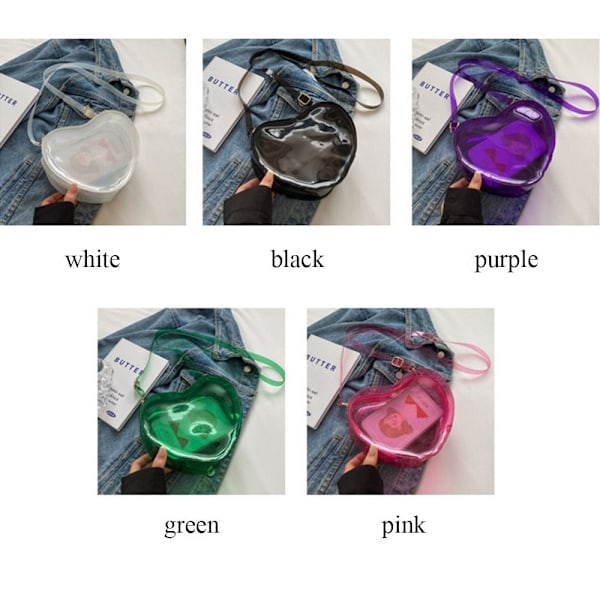 Kvinnor & Flickor Transparent Hjärta Axelväska Crossbody pink