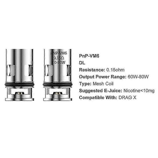 10 st PNP Förångare Ersättningscoil VM6 0,15ohm PNP Coil för Drag X/Drag Max/Argus Pro/Argus X/Argus GT