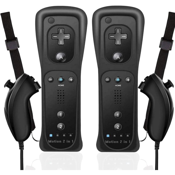 1 stk 2-i-1 fjernkontroll for Wii med Motion Plus og Nunchuck*QN