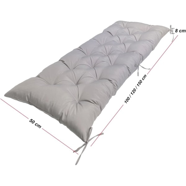 QD-Havebænk hynde 2 eller 3 sæder, 8 cm tyk vandtæt siddehynde erstatningshynde, blå, 100 x 50 cm