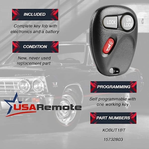 Erstatning for 1998-2002 Chevrolet GMC 3-Knapps Fjernkontroll PN: []