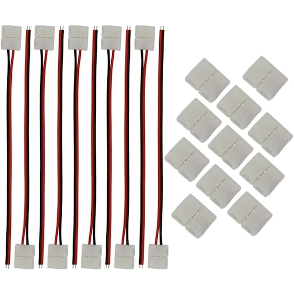\"QD\" 10 stk. 2-benet LED-stik hurtig fleksibel stripkabeladapterjumper, 10 stk. LED 8 mm