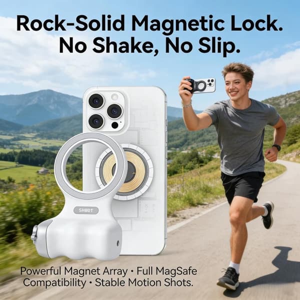 Magnetic Camera Grip for Mobile, MagSafe Phone Holder with Remote Shutter & LED Light Black Camera Grip+Black Fill Light