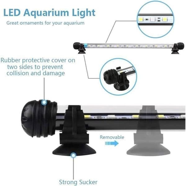 /QD/LED akvarielampa vattentät downlight energibesparande akvariedykningsbelysning (1,8*18cm, blå och vit)