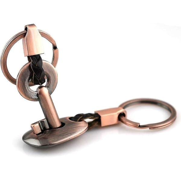 2 STK Nøglering Personlig Par Nøglering, Nøglering Læder Nøglering (Bronze) Bronze
