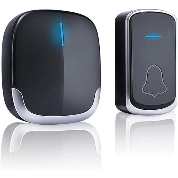 Wireless Doorbell - Doorbell and Ring Button - Black