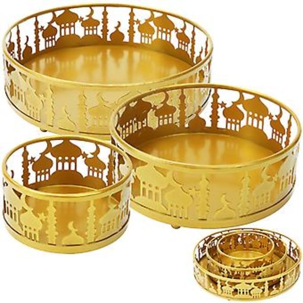[QD] 3-pakning Jern Eid Matbrett Eid Mubarak Måne Serveringsbrett Eid Ramadan Dessertstativ