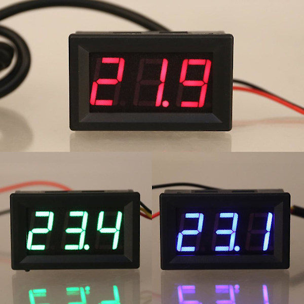 [QD] 0,56 \" DS18B20 Digital Termometer Vattentät Temperatursensor Sond DC 12V 24V