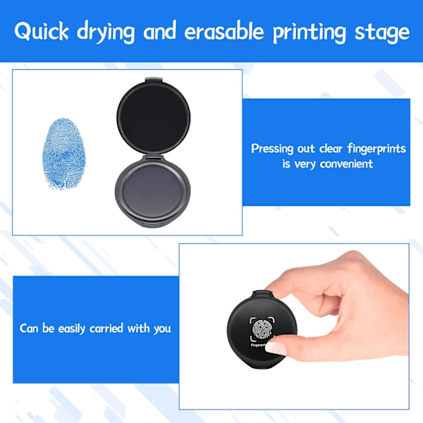 \"QD\" Fingerprint Ink Pad, 2 Pcs Fingerprint Ink Pad, Blue Fingerprint Ink Pad, Portable Fingerprint Kit for Security ID Fingerprint