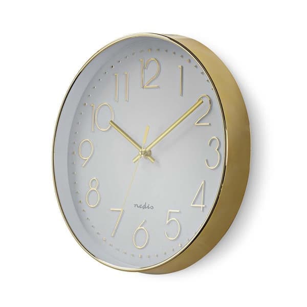 Vægur | Diameter: 300 mm | Plast | Guld / Hvid